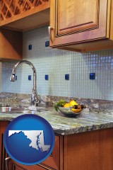 maryland map icon and a granite countertop