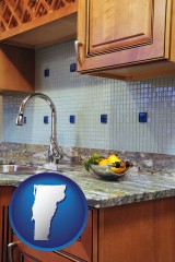 vermont map icon and a granite countertop