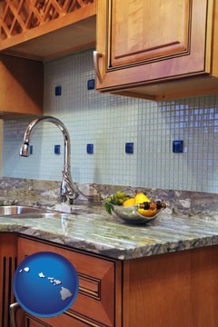 a granite countertop - with Hawaii icon