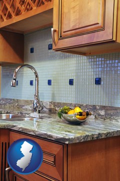 a granite countertop - with New Jersey icon