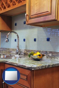 a granite countertop - with Wyoming icon